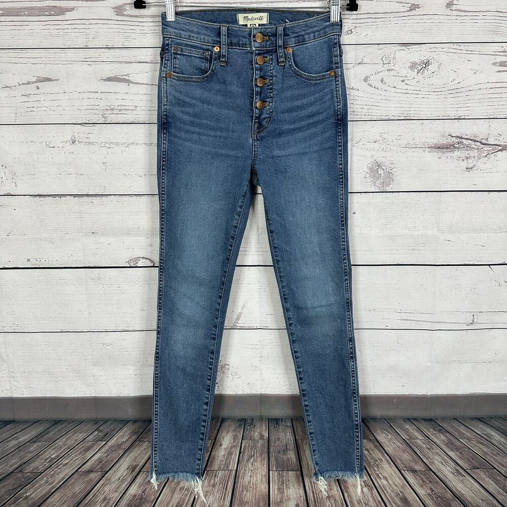 Madewell Jeans Women 25 blue 10 inch High Rise Skinny Exposed Button Fly Stretch